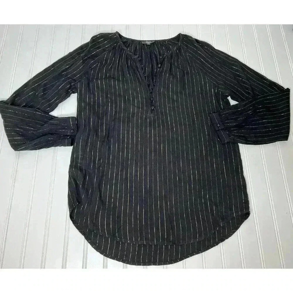 Rails Abby Glided Black Gold Metallic Tunic Top Small Blouse Women. 334 - Picture 2 of 5